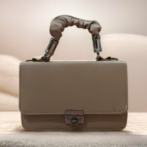 Classic Beige Handbag with Ruched Handle